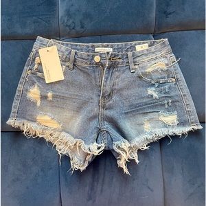 Brand new distressed, jeans shorts